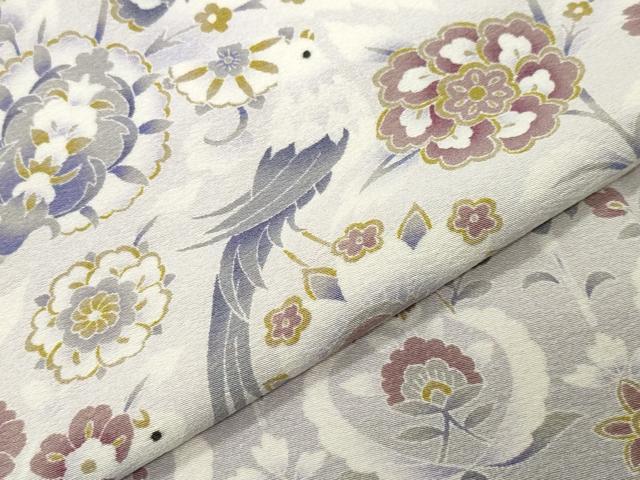 平和屋着物●訪問着 友禅 尾長鳥更紗花唐草文 暈し染め 正絹 逸品 未使用 CABI0595gh
