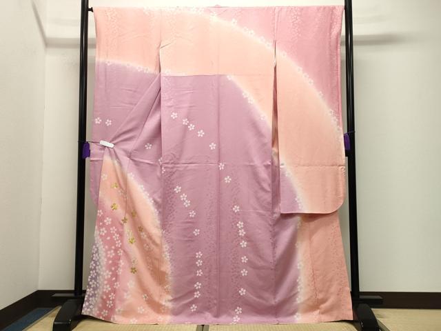 平和屋着物●豪華振袖 駒刺繍 舞桜文 暈し染め 金彩 正絹 逸品 CABI0596gh