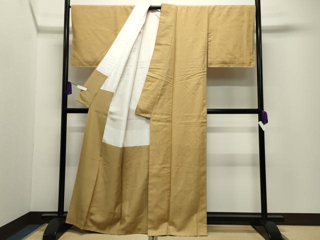 平和屋着物●結城紬 色無地 玉蜀黍色 正絹 逸品 CABI0600gh