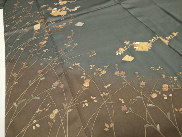 平和屋着物●訪問着 刺繍 箔散らし花文 暈し染め 金彩 正絹 逸品 CABI0605gh