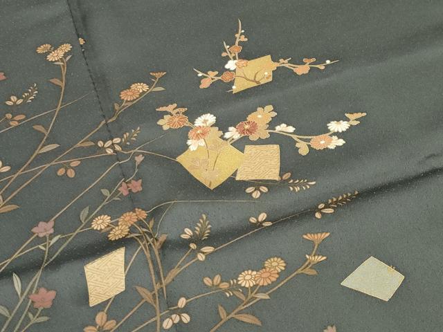 平和屋着物●訪問着 刺繍 箔散らし花文 暈し染め 金彩 正絹 逸品 CABI0605gh