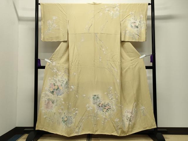 平和屋着物●訪問着 友禅 草花文 暈し染め 正絹 逸品 CABI0607gh