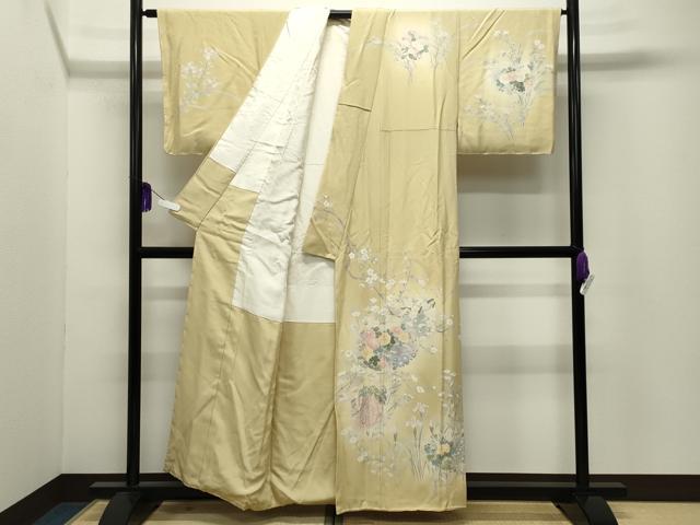 平和屋着物●訪問着 友禅 草花文 暈し染め 正絹 逸品 CABI0607gh