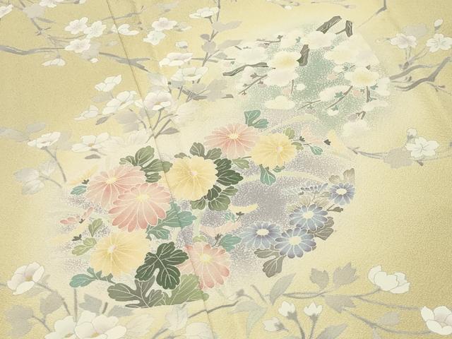 平和屋着物●訪問着 友禅 草花文 暈し染め 正絹 逸品 CABI0607gh