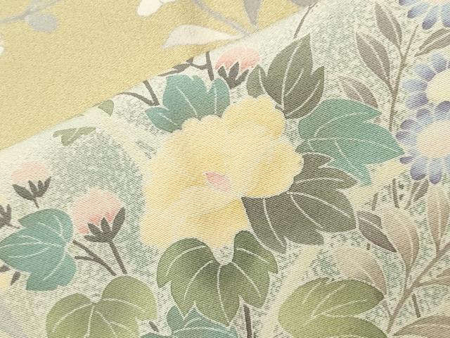 平和屋着物●訪問着 友禅 草花文 暈し染め 正絹 逸品 CABI0607gh