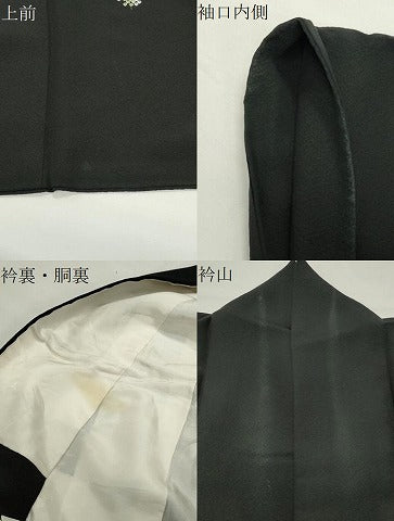 平和屋着物●訪問着 刺繍 跳兎雪輪花文 蛍暈し 黒地 金銀糸 ロング丈 正絹 逸品 CABI0609gh
