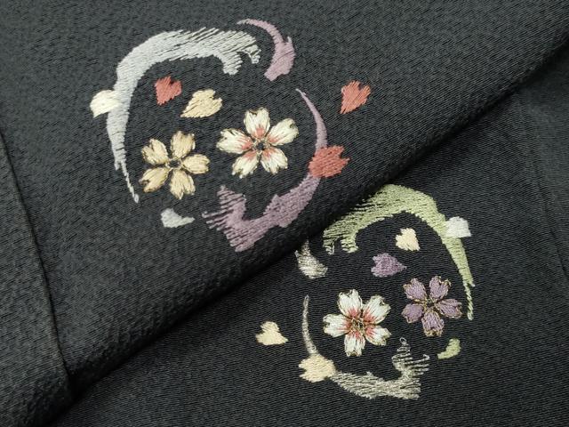平和屋着物●訪問着 総刺繍 舞桜文 金銀糸 正絹 逸品 CABI0610gh