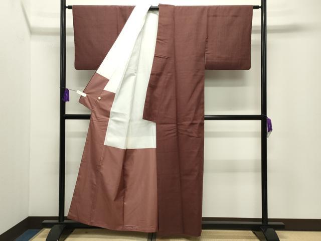 平和屋着物●結城紬 色無地 海老茶色 ほてい屋扱い 正絹 逸品 CABI0615gh