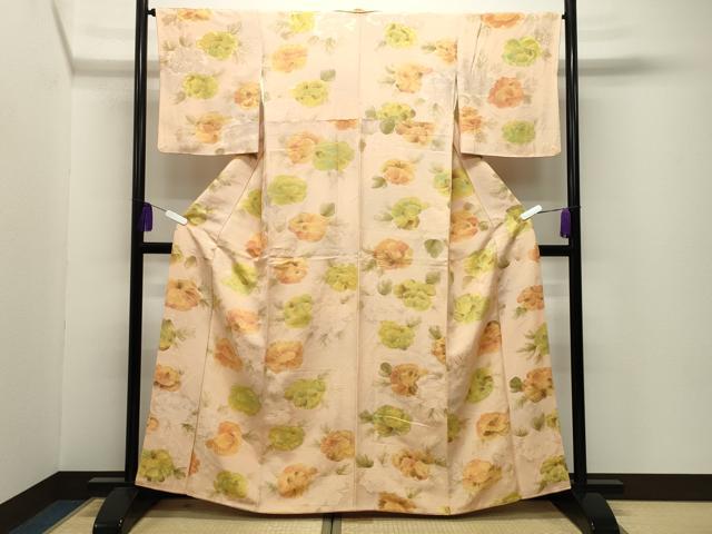平和屋着物●上質な小紋 地紋起こし 舞花文 正絹 逸品 CABI0620gh