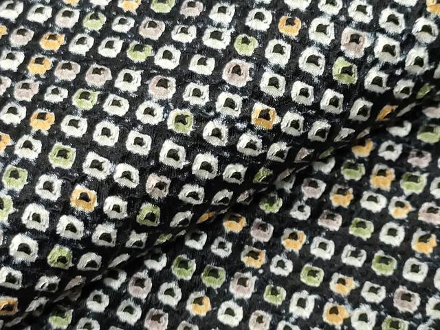 平和屋着物●大変加工の良い総絞り小紋 黒地 正絹 逸品 CABI0621gh