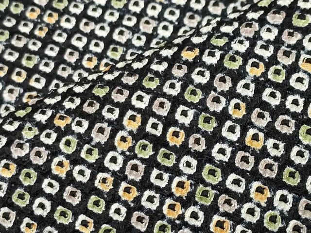 平和屋着物●大変加工の良い総絞り小紋 黒地 正絹 逸品 CABI0621gh