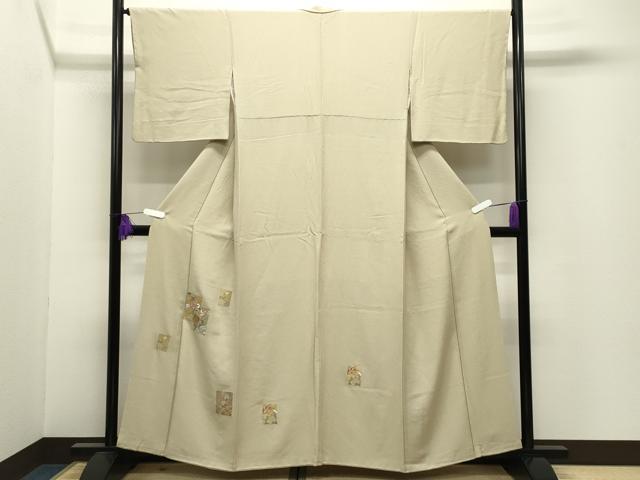 平和屋着物●訪問着 総刺繍 色紙重ね花籠文 金糸 正絹 逸品 CABI0629gh