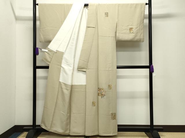 平和屋着物●訪問着 総刺繍 色紙重ね花籠文 金糸 正絹 逸品 CABI0629gh