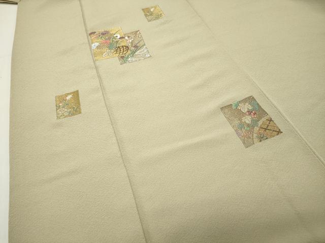 平和屋着物●訪問着 総刺繍 色紙重ね花籠文 金糸 正絹 逸品 CABI0629gh