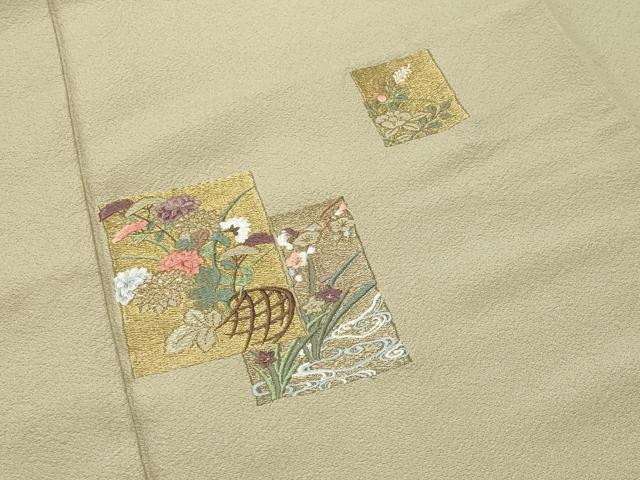 平和屋着物●訪問着 総刺繍 色紙重ね花籠文 金糸 正絹 逸品 CABI0629gh