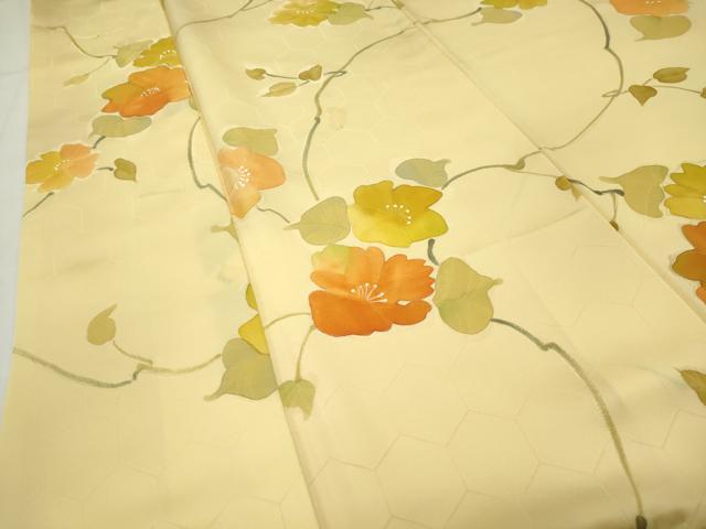 平和屋着物●上質な小紋 地紋起こし 花唐草文 正絹 逸品 CABI0632gh