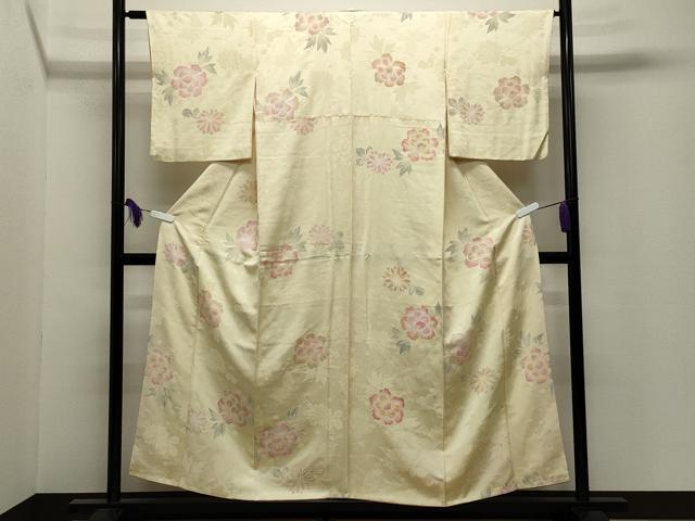 平和屋着物●上質な小紋 地紋起こし 舞蝶花文 正絹 逸品 CABI0635gh