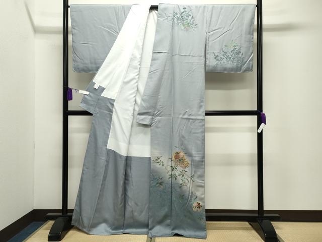 平和屋着物●訪問着 雪輪重ね花文 暈し染め 金銀彩 正絹 逸品 CABI0636gh