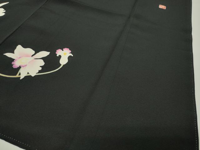 平和屋着物●豪華黒留袖 作家物 駒刺繍 カトレア 金彩 正絹 逸品 CABI0637gh