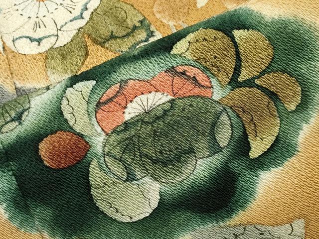 平和屋着物●染のにいもと にいもと浩志 訪問着 辻が花 鬼しぼ縮緬 正絹 逸品 CABI0642gh
