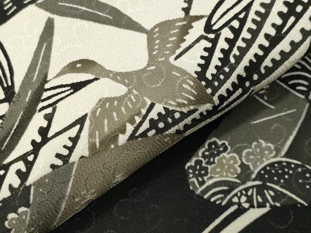 平和屋着物●江戸紅型 五味桂子 訪問着 飛鳥梅笹文 黒地 正絹 逸品 未使用 CABI0645gh