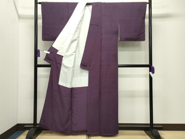 平和屋着物●上質な色無地 吉祥地紋 似せ紫色 正絹 逸品 未使用 CABI0647gh