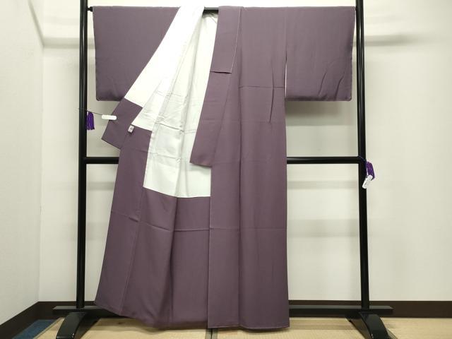 平和屋着物●上質な色無地 葡萄鼠色 京都きもの友禅扱い 正絹 逸品 未使用 CABI0649gh