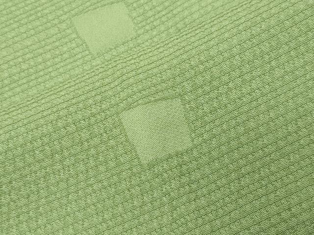 平和屋着物●上質な色無地 吉祥地紋 若苗色 正絹 逸品 未使用 CABI0652gh