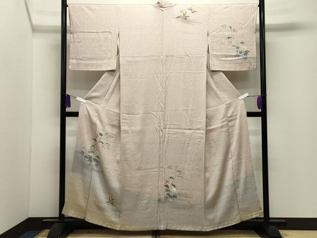 平和屋着物●訪問着 友禅 絞り 草花文 暈し染め 正絹 逸品 CABI0654gh