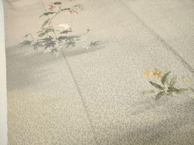 平和屋着物●訪問着 友禅 絞り 草花文 暈し染め 正絹 逸品 CABI0654gh