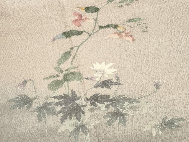平和屋着物●訪問着 友禅 絞り 草花文 暈し染め 正絹 逸品 CABI0654gh