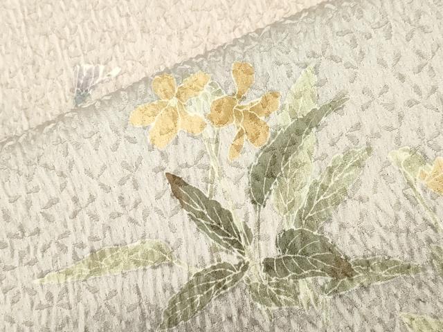 平和屋着物●訪問着 友禅 絞り 草花文 暈し染め 正絹 逸品 CABI0654gh