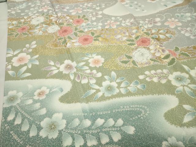平和屋着物●訪問着 辻が花 絞り 暈し染め 金彩 正絹 逸品 未使用 CABI0662gh