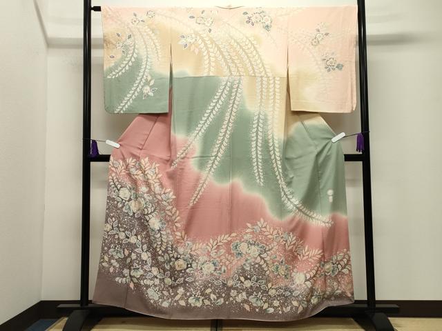 平和屋着物●越後十日町の一流染匠 桐屋・翠山工房 訪問着 辻が花 絞り 暈し染め 正絹 逸品 CABI0663gh
