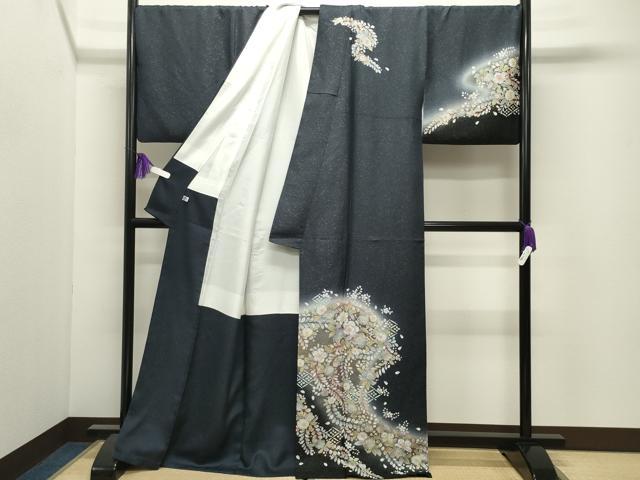 平和屋着物●訪問着 辻が花 暈し染め 金彩 銀通し地 正絹 逸品 CABI0664gh