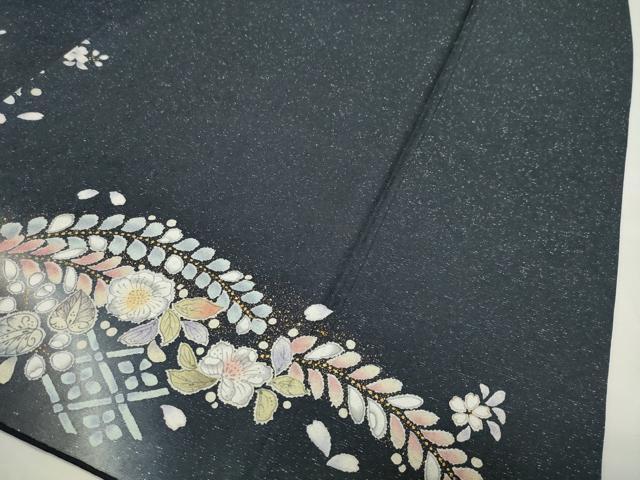 平和屋着物●訪問着 辻が花 暈し染め 金彩 銀通し地 正絹 逸品 CABI0664gh
