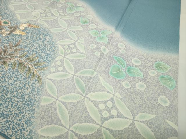 平和屋着物●訪問着 刺繍 草花文 暈し染め 金銀彩 ロング丈 正絹 逸品 CABI0665gh