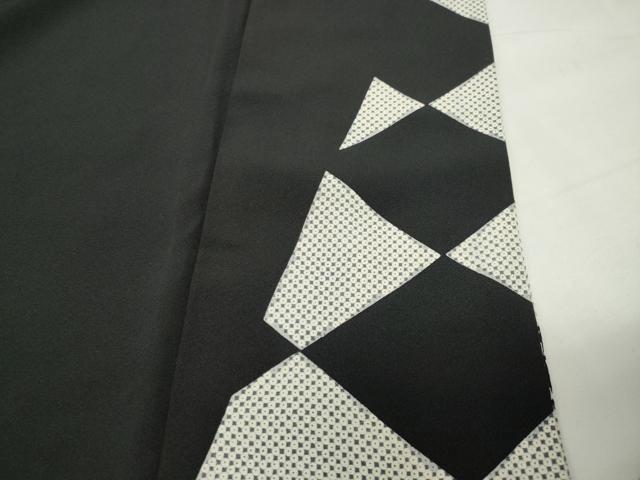 平和屋着物●訪問着 駒刺繍 菱松竹梅文 黒地 金彩 正絹 逸品 CABI0680gh