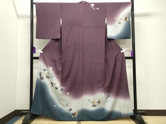 平和屋着物●訪問着 花唐草文 暈し染め 金銀彩 正絹 逸品 CABI0685gh