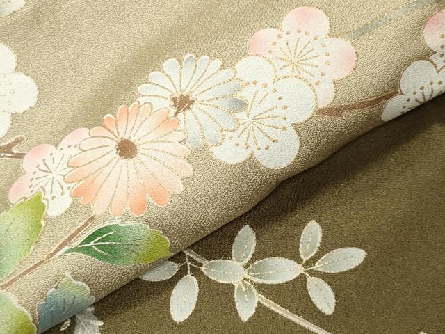 平和屋着物●訪問着 籬草花文 暈し染め 金彩 三越扱い 正絹 逸品 未使用 CABI0690gh