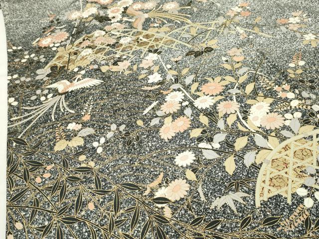 平和屋着物●訪問着 鳳凰籬花文 たたき染め 金彩 正絹 逸品 CABI0693gh