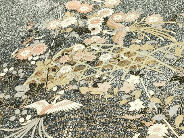 平和屋着物●訪問着 鳳凰籬花文 たたき染め 金彩 正絹 逸品 CABI0693gh