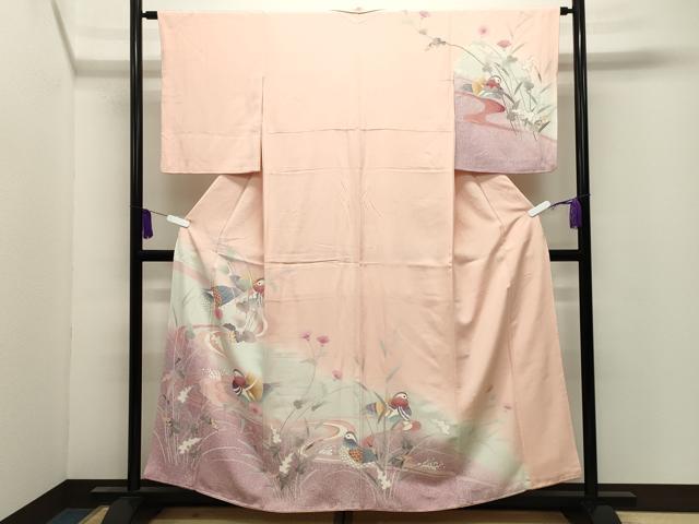 平和屋着物●訪問着 友禅 鴛鴦花文 暈し染め 正絹 逸品 CABI0696gh
