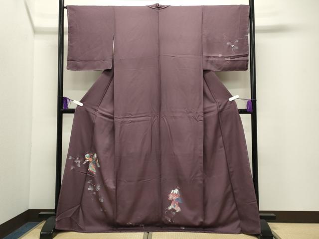 平和屋着物●訪問着 手描き 童子葡萄蔦の葉 金銀彩 ロング丈 正絹 逸品 未使用 CABI0697gh