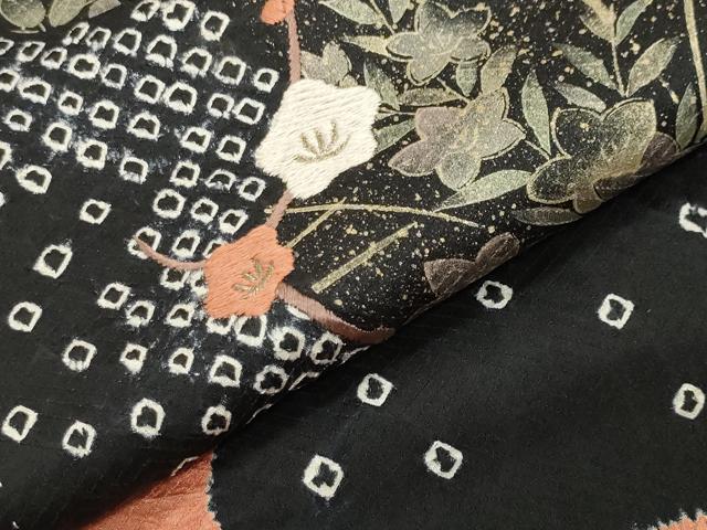 平和屋着物●訪問着 絞り 刺繍 道長万寿菊花文 金彩 正絹 逸品 CABI0701gh