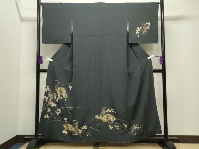 平和屋着物●訪問着 刺繍 短冊地紙鶴花文 暈し染め 金銀彩 正絹 逸品 CABI0703gh