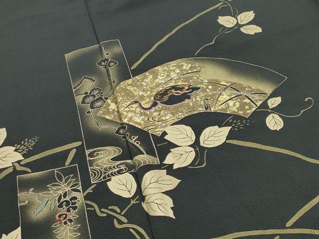平和屋着物●訪問着 刺繍 短冊地紙鶴花文 暈し染め 金銀彩 正絹 逸品 CABI0703gh
