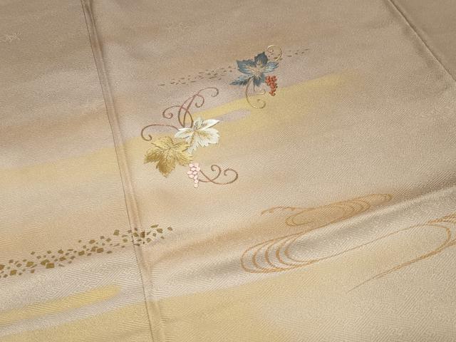 平和屋着物●訪問着 刺繍 葡萄蔦の葉文 暈し染め 金彩 正絹 逸品 CABI0708gh