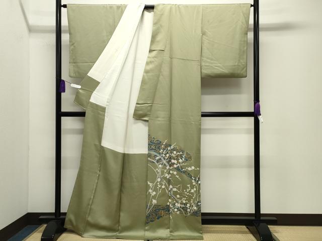 平和屋着物●豪華色留袖 流水枝梅文 金彩 正絹 逸品 CABI0713gh
