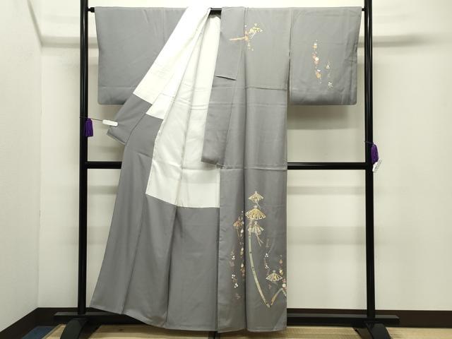 平和屋着物●訪問着 駒刺繍 花笠 金彩 正絹 逸品 CABI0719gh